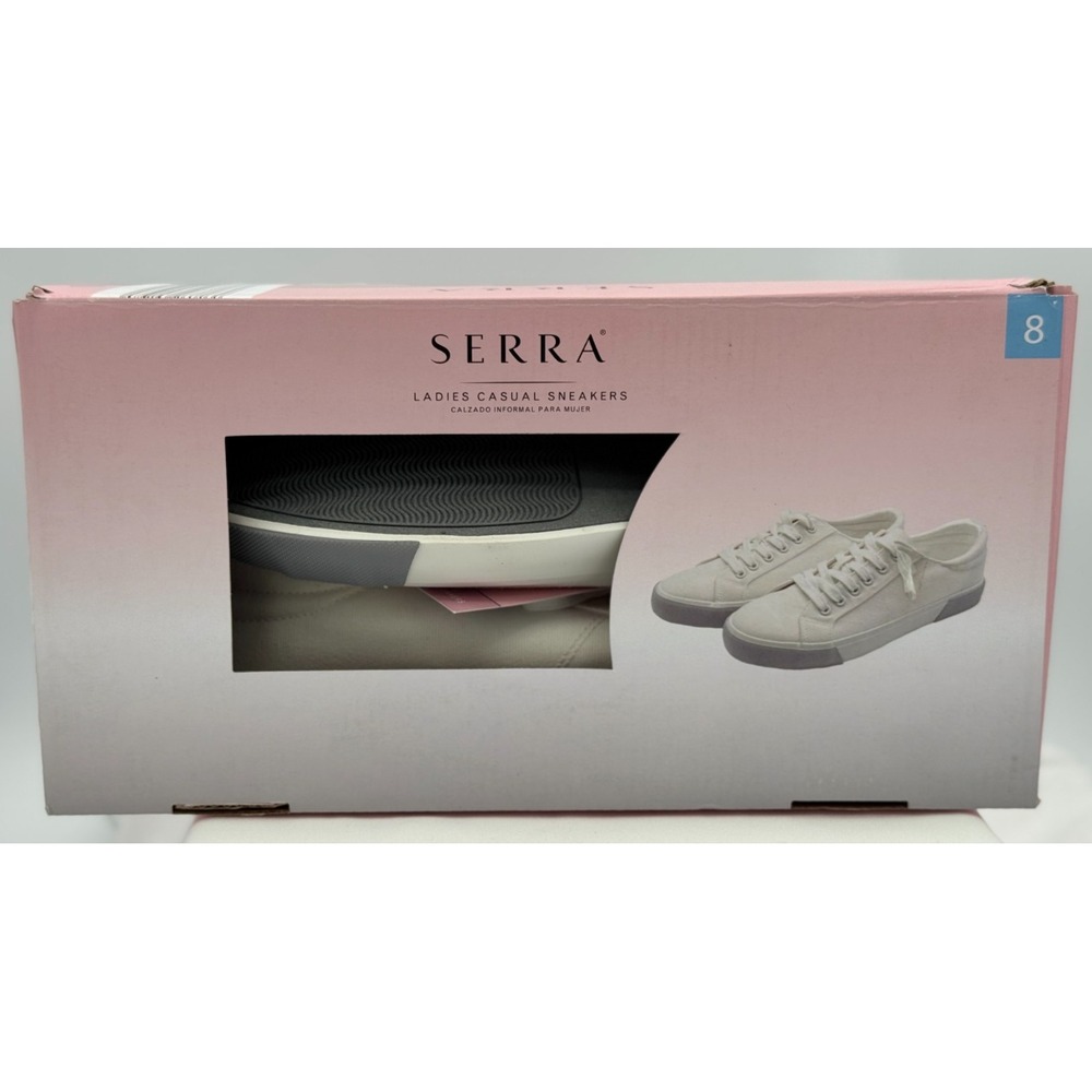 Serra Ladies Casual Sneakers - White/Gray - Size 8 - NEW In Box